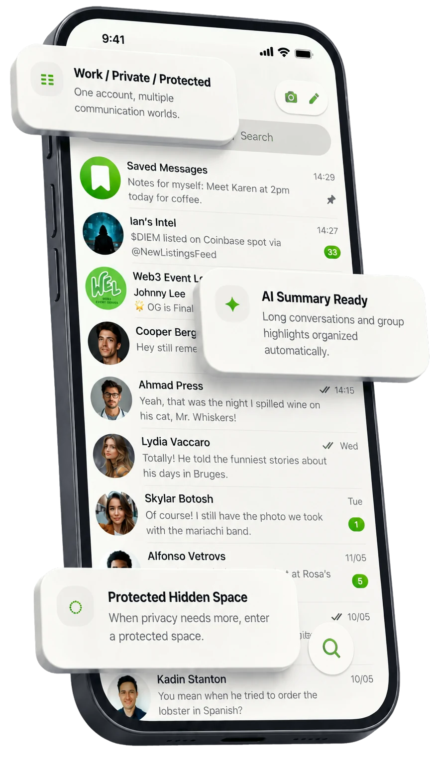 Lizard Talk chat list on a phone